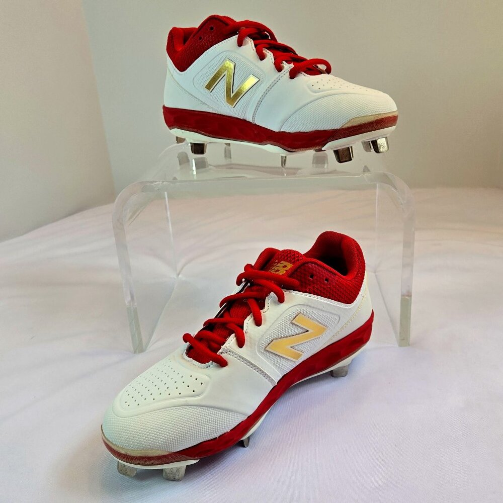 NEW BALANCE Women's Fresh Foam Velo V1 Metal Softball Cleats Sz: 5.5 White/Red